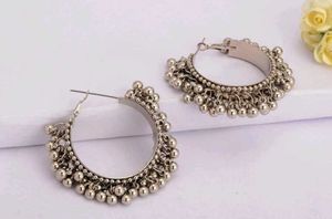Boho Silver Jhumka Earrings
