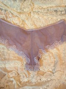 Sheer Lace Briefs with Bow Detail