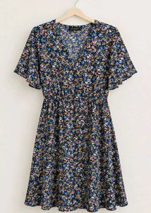 Navy Floral Print Mini Dress