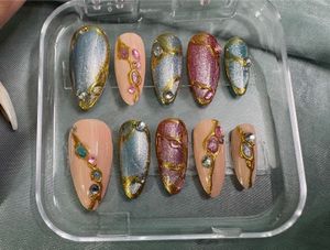 Exquisite Press-On Nails with Gems
