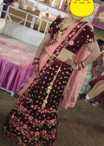 Velvet Lehnga With Net Dupatta