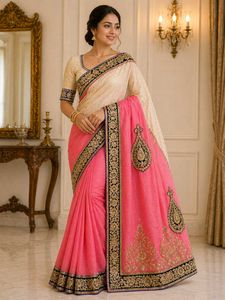 Beautiful Pink Embroidered Saree