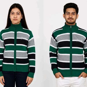 Striped Zip-Up Sweater