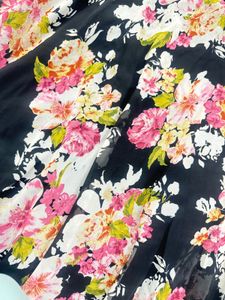 Black Floral Print Lehenga Skirt