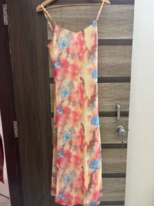 multi tie dye maxi mesh dress