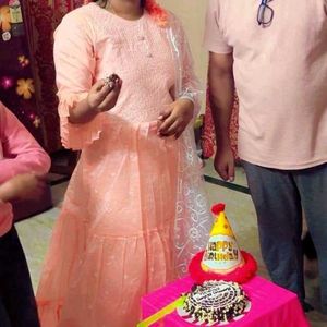 Elegant Peach Kurta with Flared Sleeves