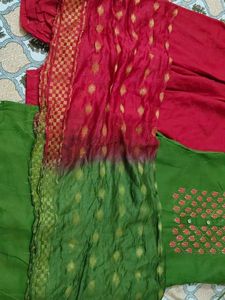 green embroidered kurta set