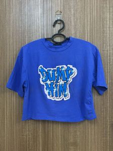 Blue DUMP HIM Crop Top