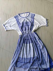 Blue &amp; White Printed Midi Dress