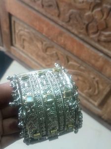 Exquisite Oxidized Silver Bangle Set