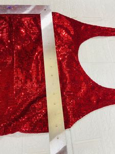 Sparkling Red Sequin Halter Dress