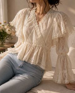 Romantic Boho Lace Peplum Blouse✨️🌼