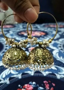 Traditional Pearl Jhumka Earrings ✨