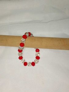 Red &amp; Clear Beaded Bracelet
