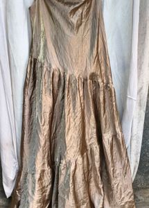81712. Elegant Gold Tiered Maxi Dress