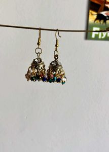 Boho Beaded Jhumka Earrings
