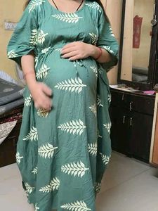 Green Printed Maternity Kurta/ Dress