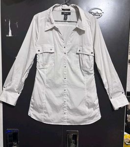 Women's Light Beige Button-Up Shirt
