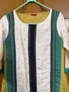 Elegant Yellow &amp; White Kurti