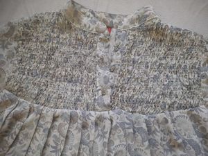 Women's Boho Floral Printed Smocked Tunic Top