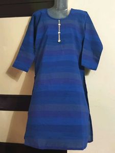 Blue Striped Top with Pearl Detail
