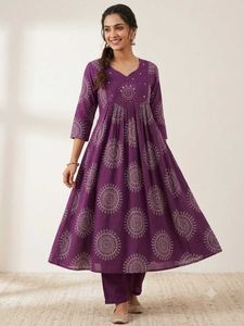 purple kurta set