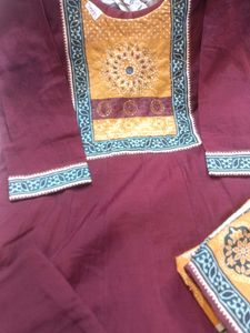 Elegant Maroon Kurta Set with Dupatta