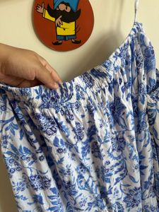 Blue Floral Print Palazzo Pants