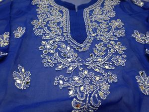 Royal Blue Embroidered Kurta with inner lining