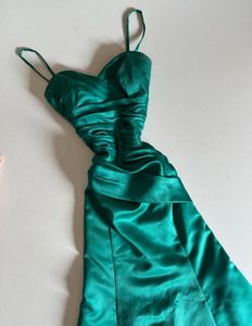 Emerald Green Satin Dress