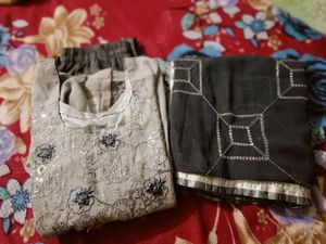 Elegant Grey Kurta Set with Dupatta