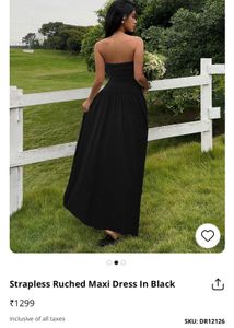 Elegant Black Strapless Ruched Maxi Dress