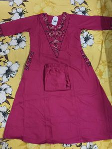 Embroidered Pink Kurta Set