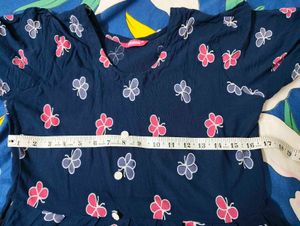 Cute Butterfly Print Navy Kurta