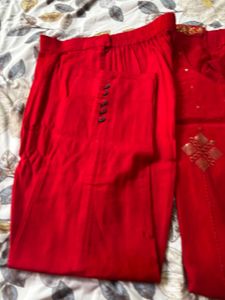 Elegant Red Kurta Set with Embellishments