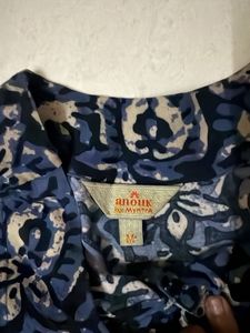 Blue Paisley Print Kurta with Tassels