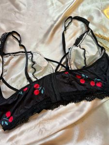 Cherry Print Lace Bralette