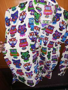 Vibrant Owl Print Kurta