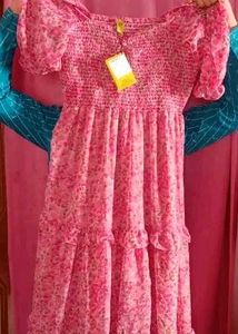 Pink Floral Tiered Maxi Dress