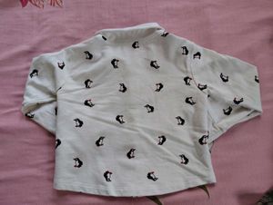 Adorable Penguin Print Button-Down Shirt