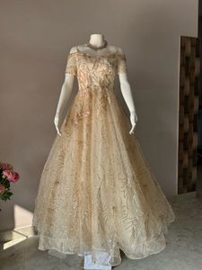 luxury Off-Shoulder Embellished Gown