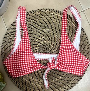 Red Gingham Bikini Top