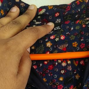 Blue Multicolor Floral Long Top XXL Size