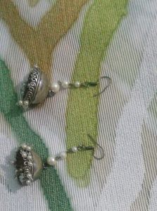 Silver and pearl Jhumka