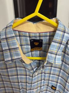 Men's Blue Plaid Short Sleeve Shirt