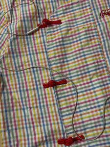 TECHNICOLOUR STRIPED CROPPED SHIRT