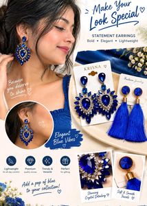 Royal Blue Statement Earrings Combo