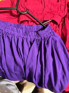 Vibrant Purple Palazzo Pants with Leaf Design
