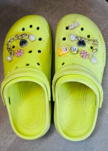 Lime Green Crocs with Charms