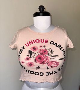 Pink Cropped Graphic Tee